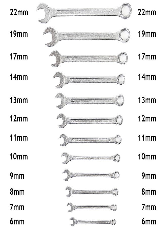 THEMISTO TH-T26 12 Pcs Combination Spanner Set | Open Jaw and Ring Spanners | Chrome Plated Durable Steel Wrench Tool Kit - Image 2